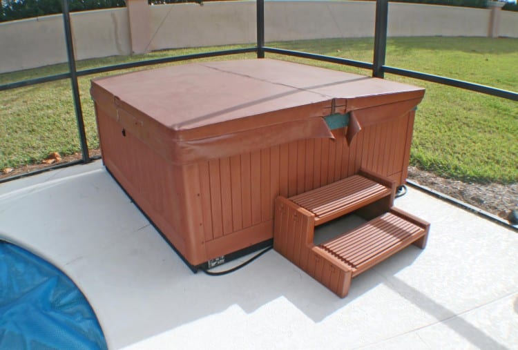 Covered Hot Tub Spa In Enclosed Backyard